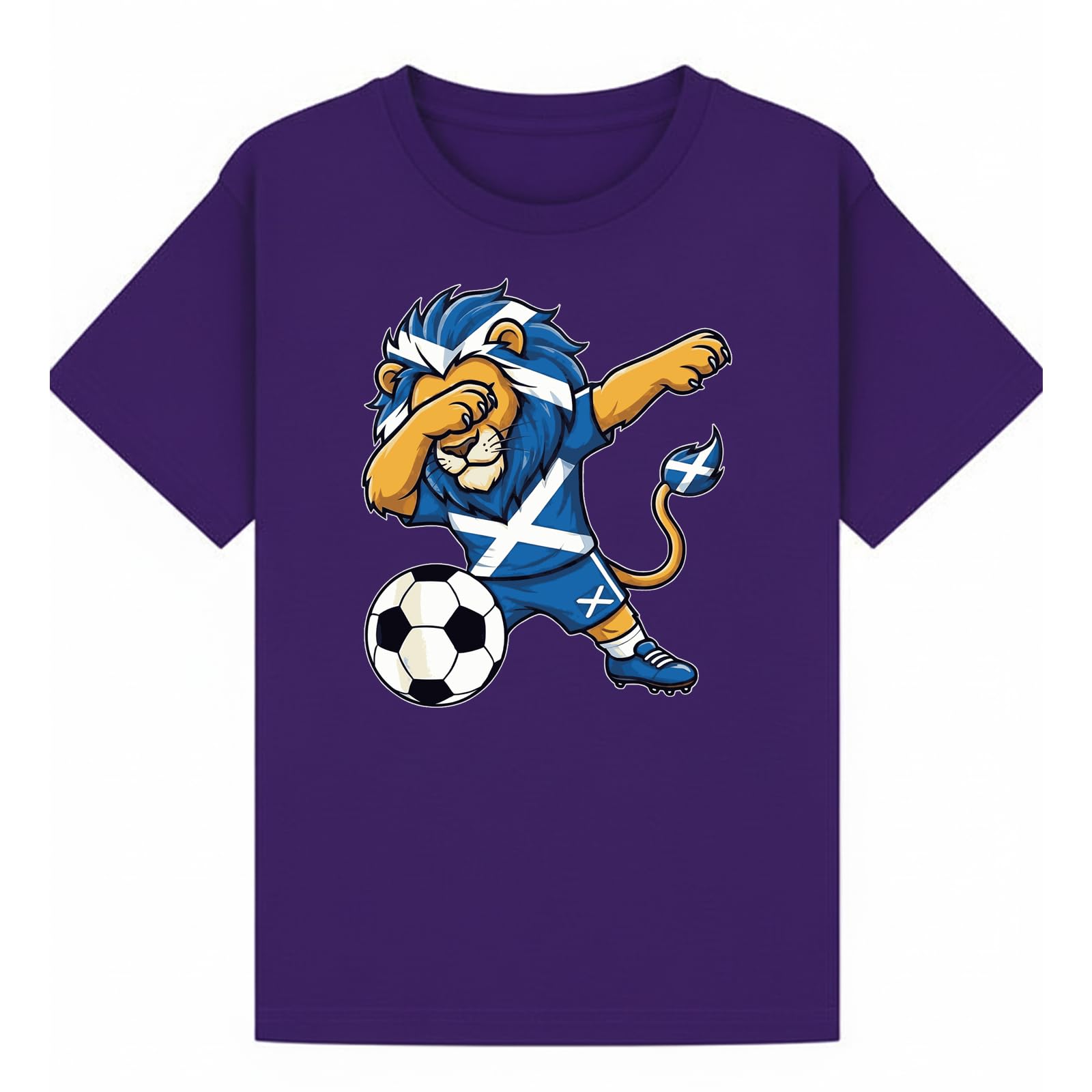 Scottish Lion Soccer Sports Football Boys Kids Graphic T-Shirt Novelty Retro Soccer Fan Tee Heritage Sports Apparel Gift Purple 5-6Y