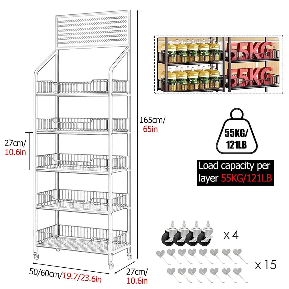 Le Retail - Espositore in metallo per trucioli di metallo Concess ack nizer, scaffale industriale con hoo per negozi di alimentari/dispensa, 60 cm, ideale per concessioni e vendita al dettaglio