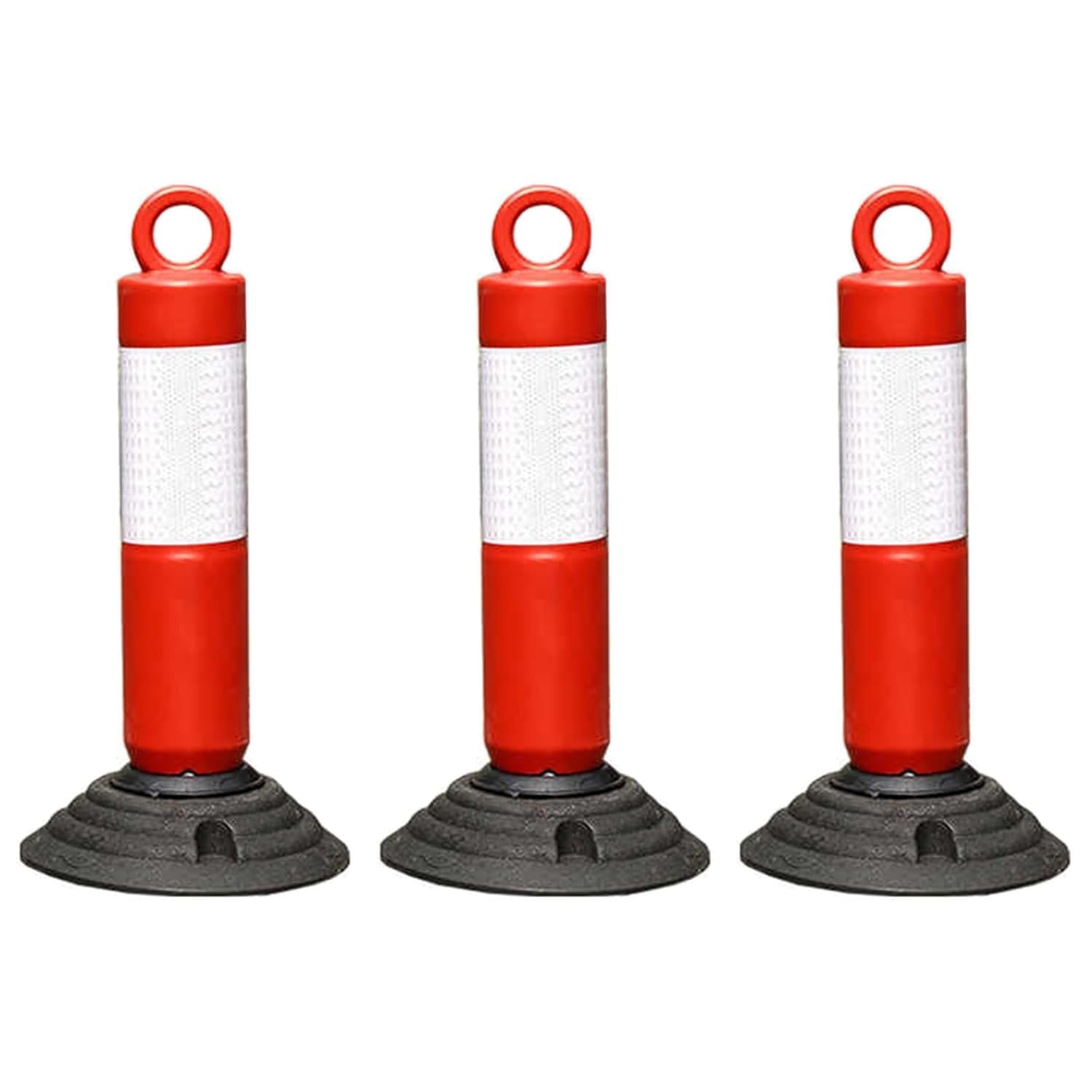 Generisch Robuste, abnehmbare Sicherheitspoller – 3er-Set rote Verkehrsbarrieren für Einfahrten und Garagen, ideal für Sensible Bereiche und Parkraummanagement