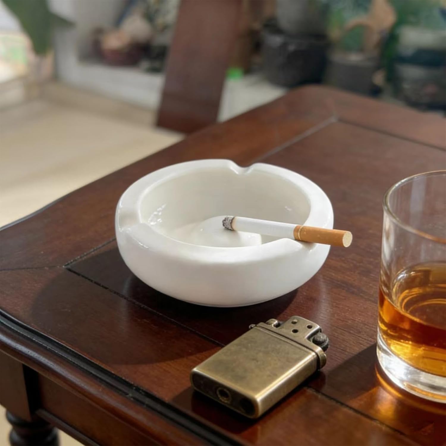 Ceramic Ashtray 3-piece set，White Ashtray for Company Office Living Room Bedroom Reception Hall etc,Portable Cigarette Ash Collector for Travel,Ash Holder Gift for Smoker image 5