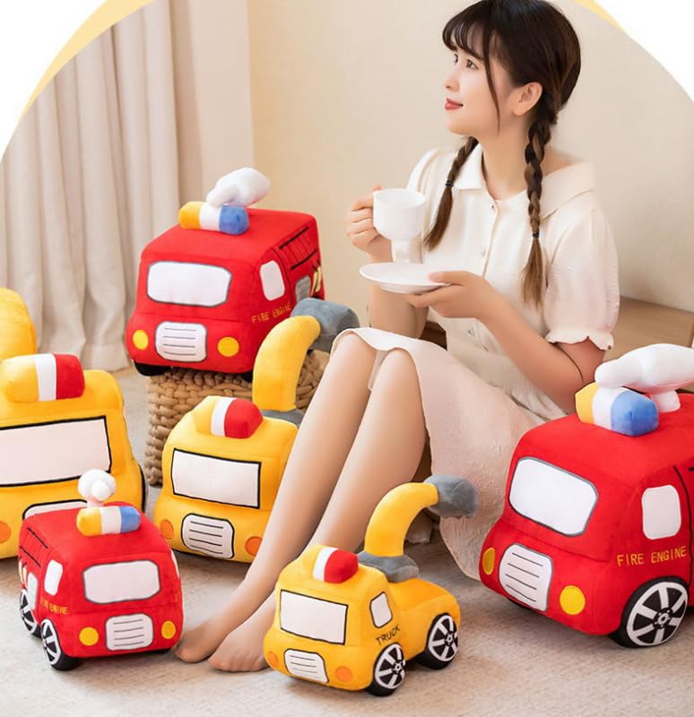 Image of Car Plush Toy Soft Stuffed Car Plush Pillow Toy CuteTractor Cartoon Throw Pillow Plushie Gifts for Kids Birthday Christmas Party (Excavator)