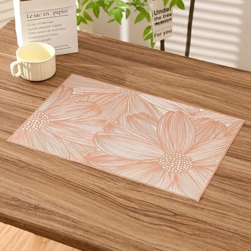 Image of Dakshya Industries Non-Slip PVC Table Placemats Set of 2 - Waterproof Rectangular Dining Mats 45x30 cm for Home & Kitchen (Copper)