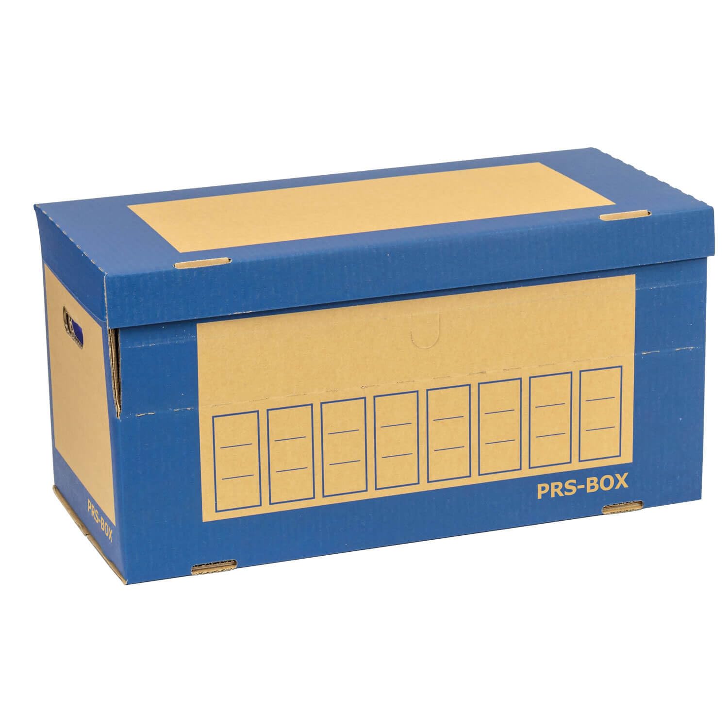 PRS Ordner Archiv-Box für 8 Ordner, Natur/Blau, 10 Stück | Aufbewahrungsbox für Ordner, ident zur PRESSEL Ordner Archivbox