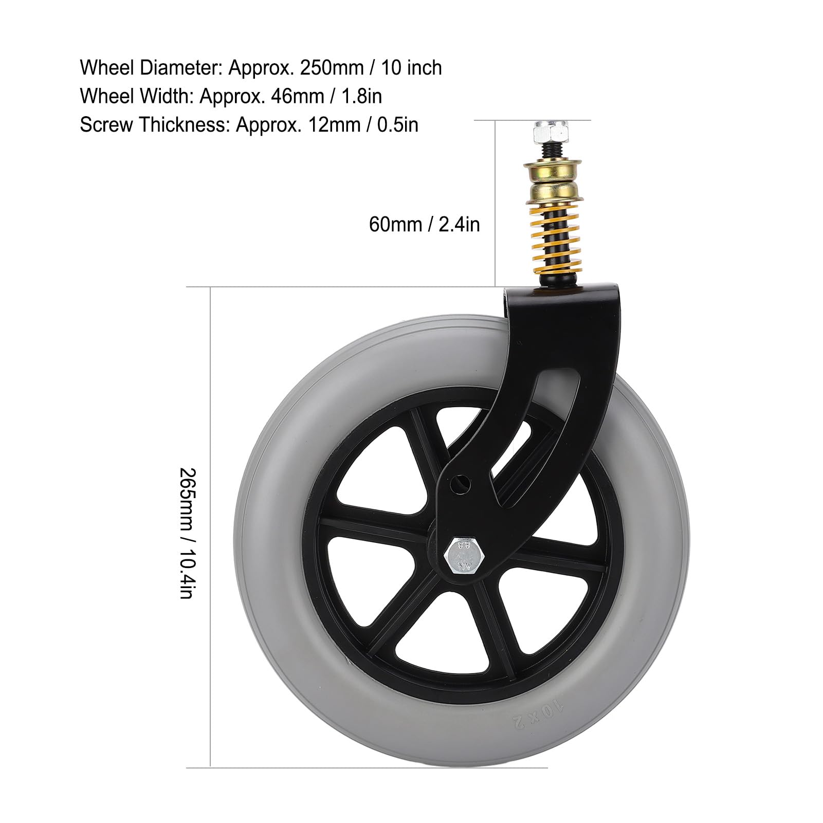Wheelchair Accessories Absorber, PVC Solid Wheel Steel Bearing, Elderly People with Mobility Difficulties, Disabled Vehicles