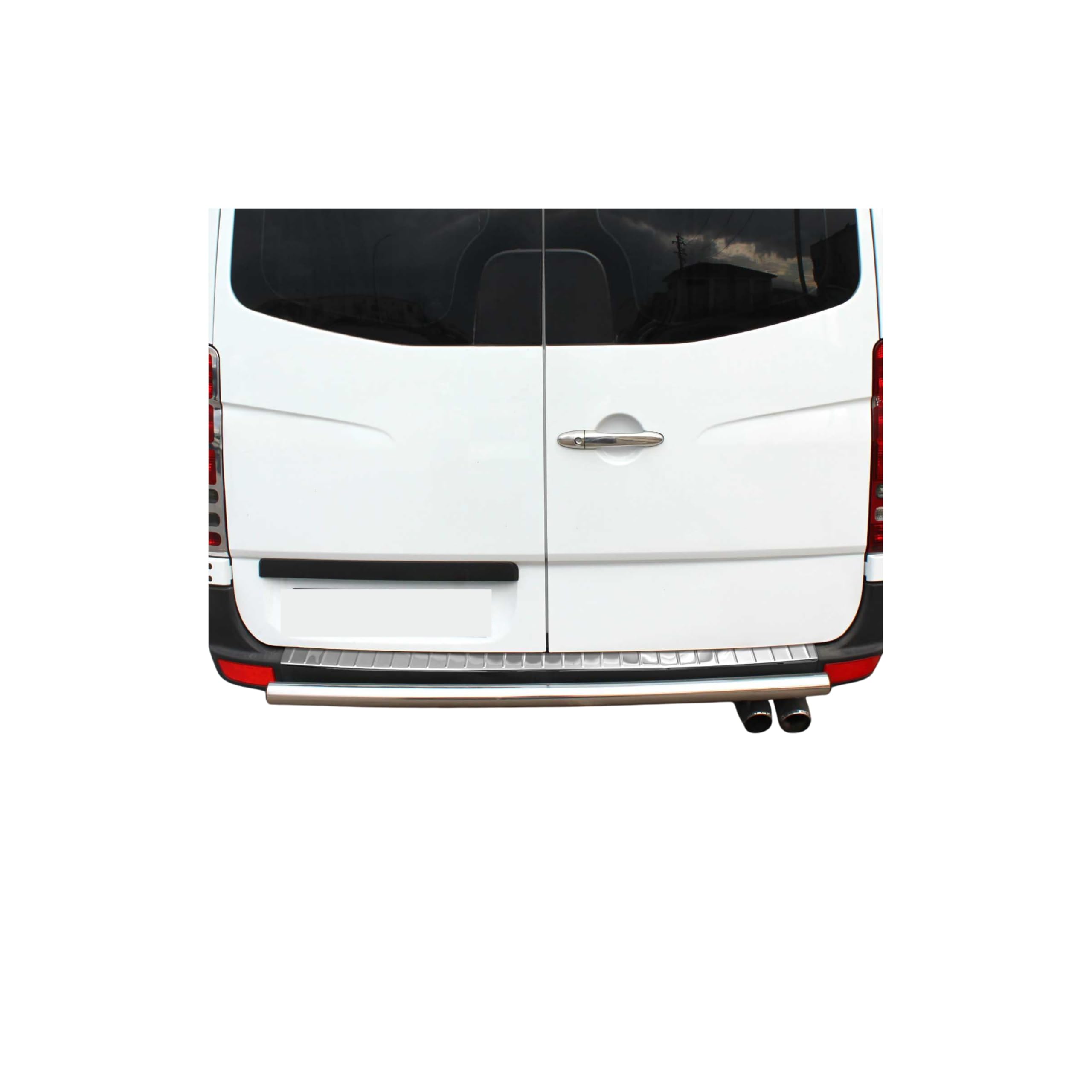OMAC Osłona progu bagażnika, ochrona zderzaka tylnego zderzaka, kompatybilna z Mercedes Sprinter W906 2006-2018, akcesoria do wnętrza samochodu, ochrona przed zarysowaniem, samoprzylepna, chromowana stal nierdzewna