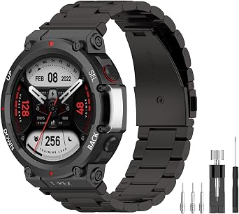 For Amazfit T-Rex 2 Special Band, Replacement Belt, Stainless Steel, Length Adjustment Device Included, Easy Installation, Waterproof, Sweatproof, Lightweight, Sports, Business, Unisex