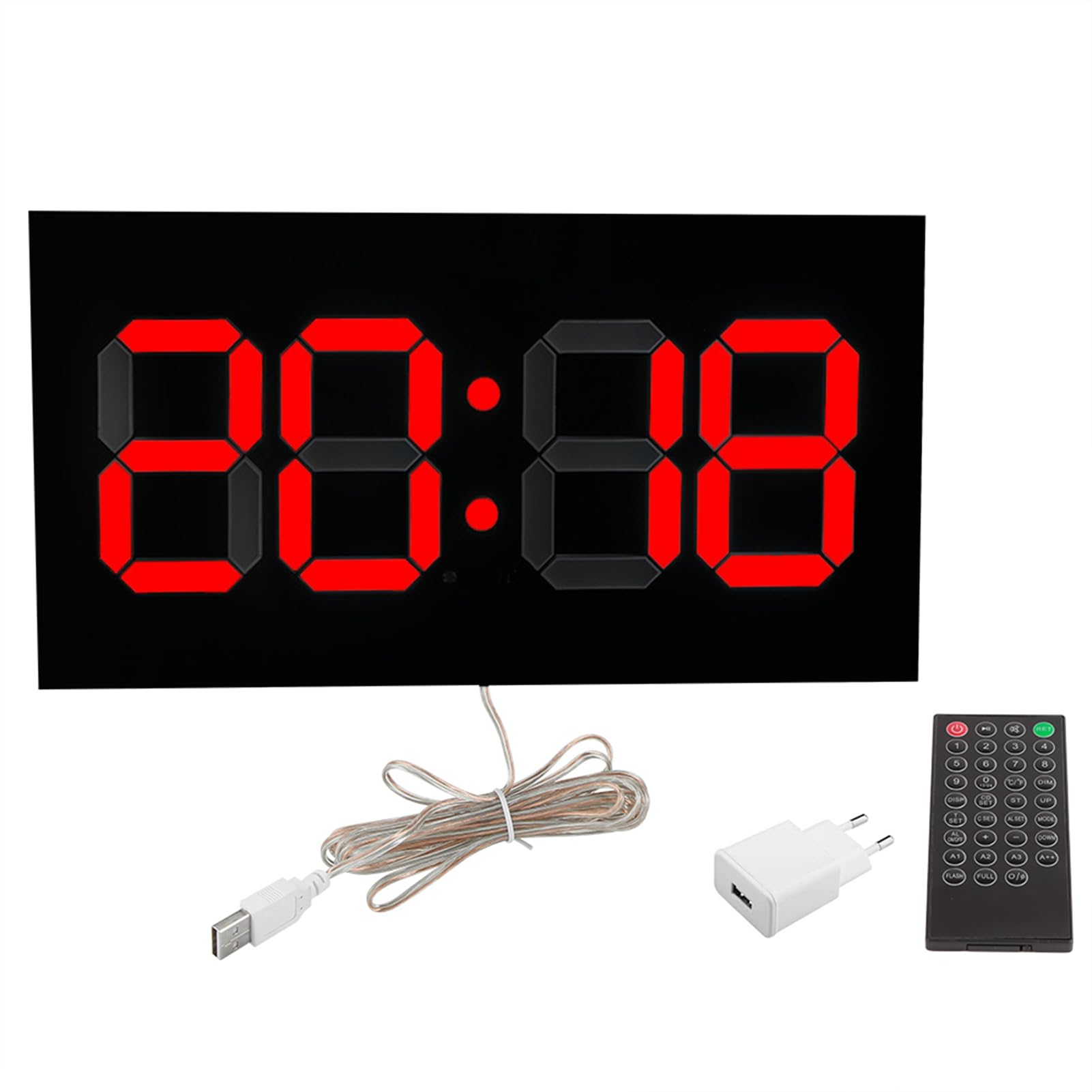 Gran reloj digital con números y control remoto, ahorro de energía acrílico 3D despertador, perfecto para el hogar y la oficina (enchufe de la UE)