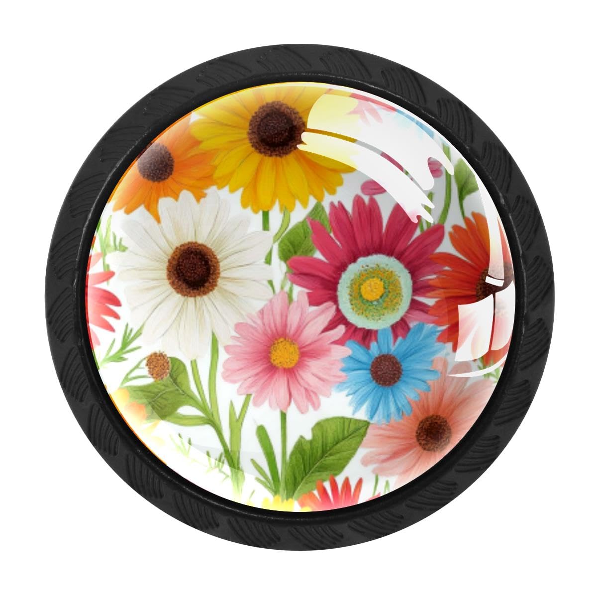 4 PCS Kitchen Cabinet Knobs, Tropical Floral Drawer Knobs Dresser Handles