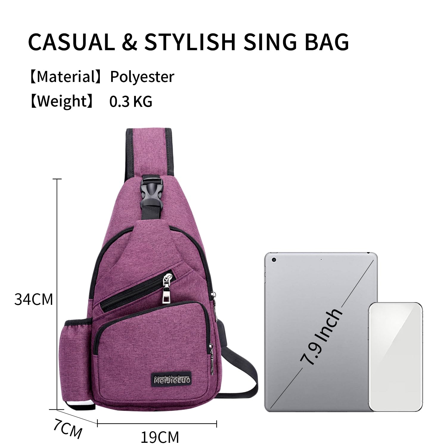 FANDARE Uomo Monospalla Donna Zaino Monospalla Borsa a Tracolla Borsa Sportiva Sling Bag, Crossbody Bag per Viaggio, sport, campeggio,Ciclismo,Alpinismo Impermeabile Poliestere