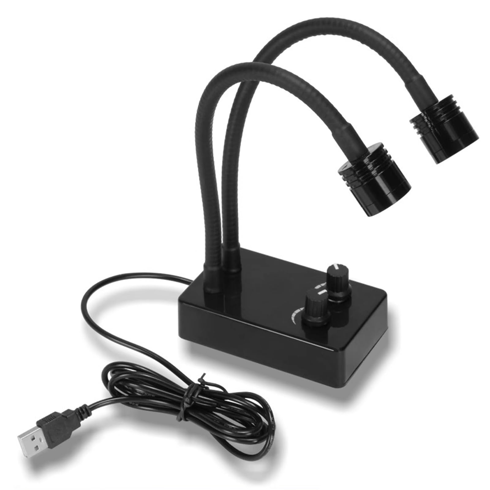 Lámpara De Iluminación para Microscopio De Laboratorio, Foco LED, con Doble Cuello De Cisne, Brillo Ajustable Sin Escalonamientos, Temperatura De Color De 6500 K