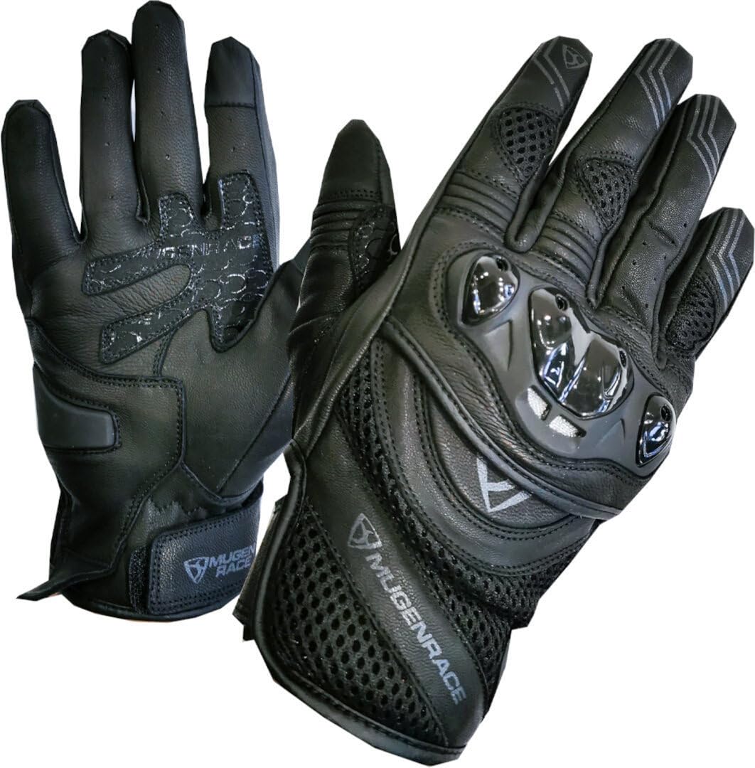 Multi perforowane rękawice motocyklowe, czarny, M
