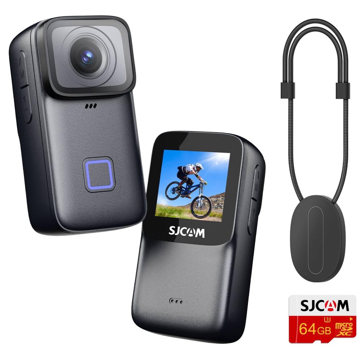 SJCAM C200 Pro Caméra d'action 4K Étanche 40m, Mini Caméra Sport Légère 88g, Grand Angle 135° Stabilisation 6 Axes, Idéale pour Vlog Moto Vélo Plongée, Kit Accessoires 64G Mémoire, Noir