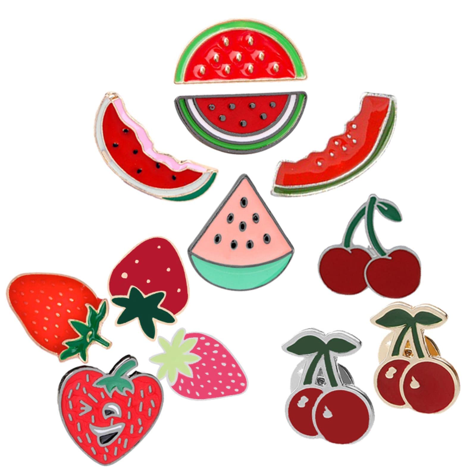 Broches Fruits Cerise Et Fraise - Lot De 2 épingles à Revers En Métal, Accessoire Mode Pour Femme Et Homme - 8