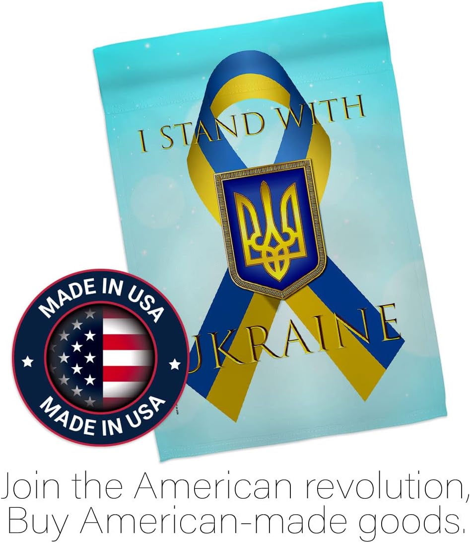 Stand with Ukraine Garden Flag Set Wall Hanger Support Cause House Decoration Banner Small Yard Gift Double-Sided, Made in USA