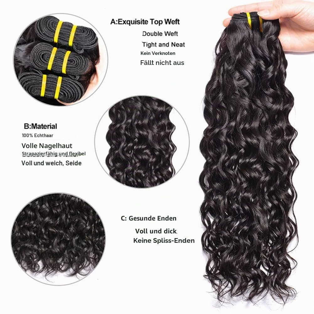 12 14 16 Zoll Human Hair Bundles 9A Brazilian Hair Bundles Water Wave Virgin Human Hair Weave Bundles Brasilianische Wasserwelle Menschliche Haare 3 Bündel Natürliche Schwarze Farbe