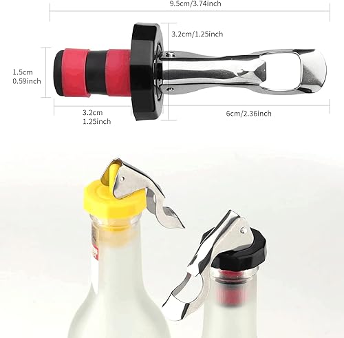 Miniatura 2 de Tapones de vino reutilizables de 6 piezas, tapón de botella de vacío de silicona, tapón de botella de bebida manual expansible, botella de vino