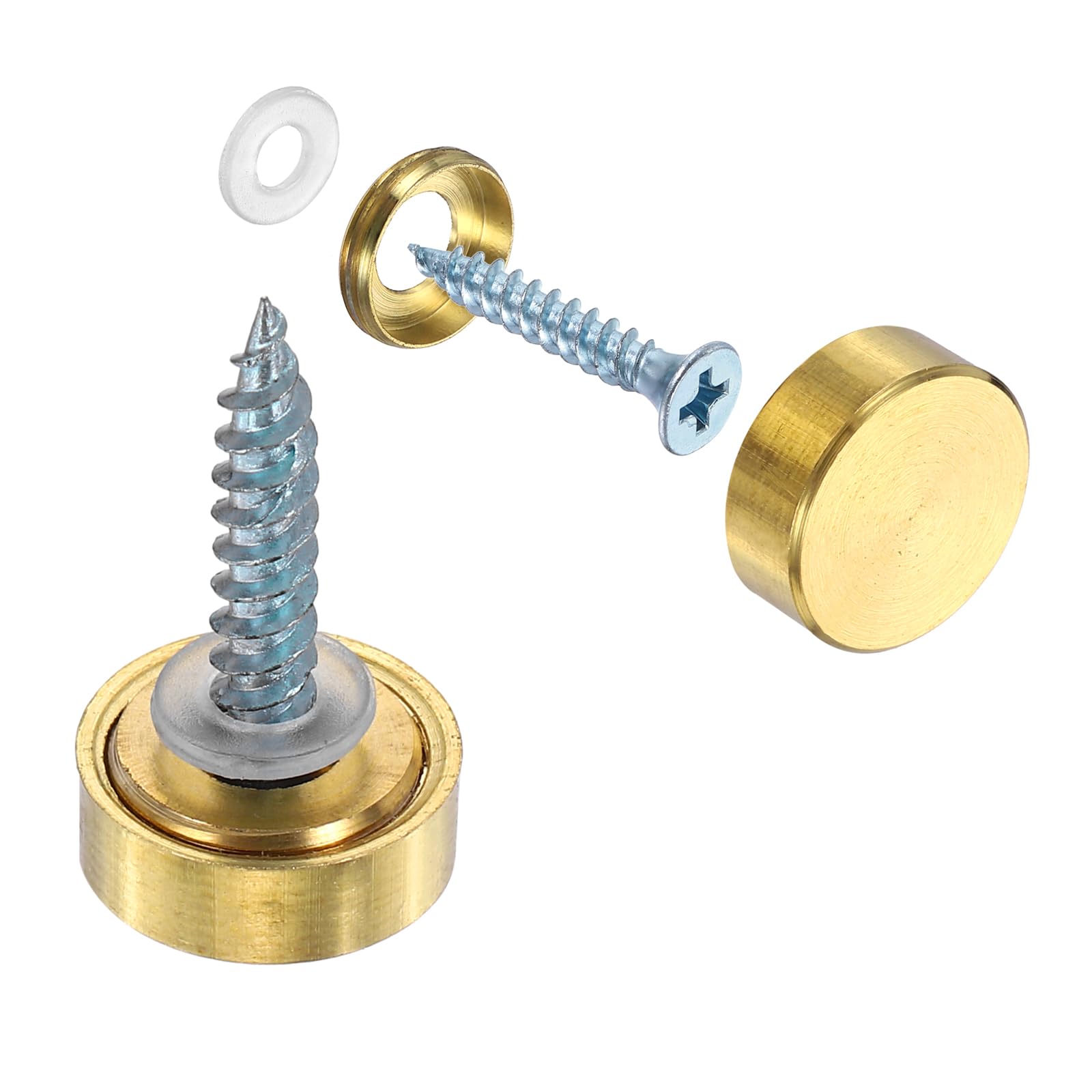 sourcing map 20Pcs Screw Covers Caps, Brass Mirror Screws Decorative Caps Cover Nail Fasteners for Sign Advertising Hardware Construction, 14mm Diameter, Copper
