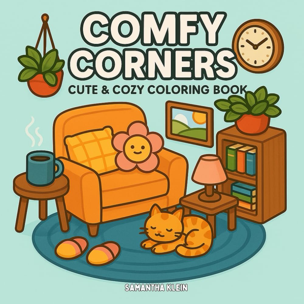 Comfy Corners: Cute & Cozy Coloring Book for Adults and Kids with Hygge Inspired Scenes for Relaxation (Comfy Series)
