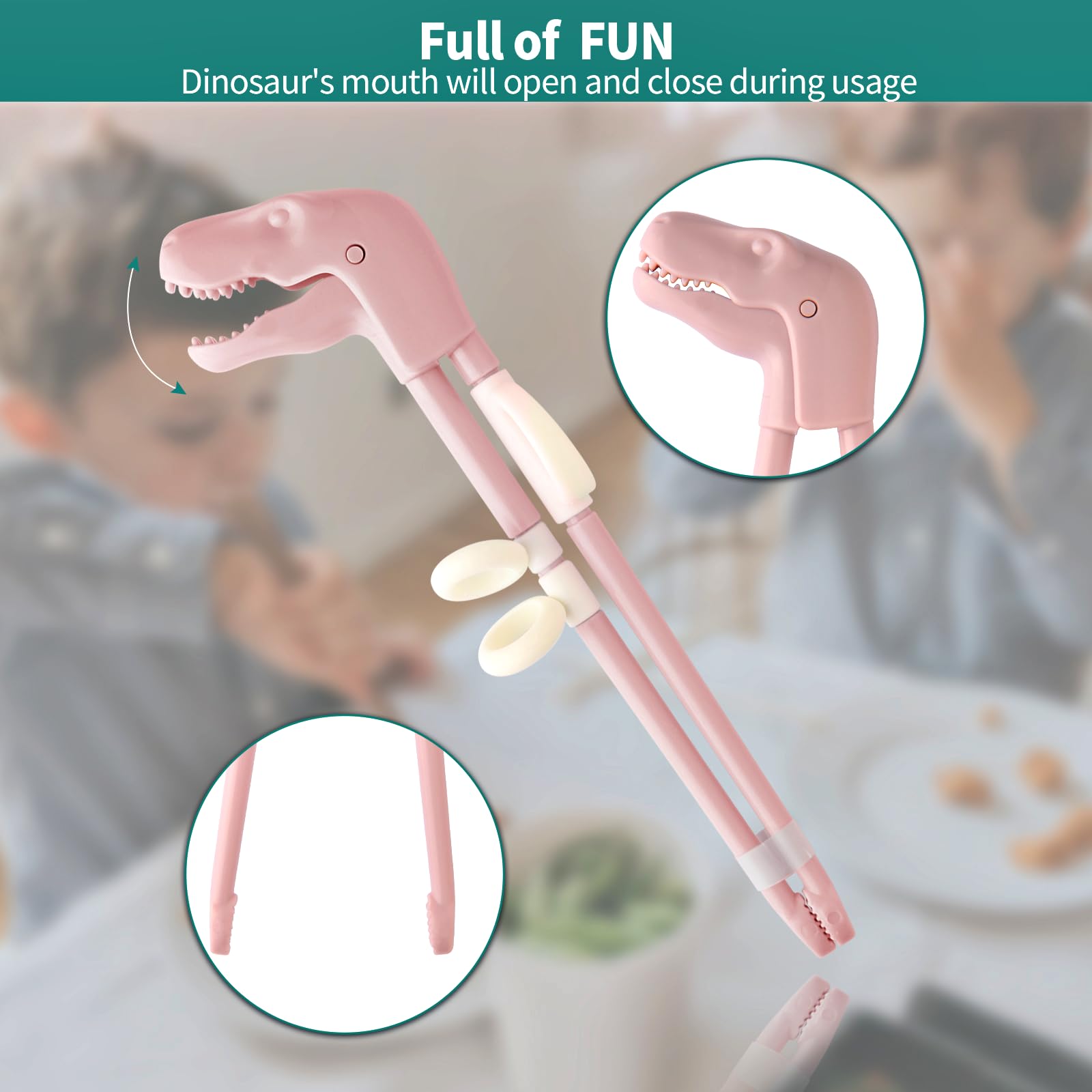 Kids Training Chopsticks, ChaLeeMOO Reusable Dinosaur Trainer Chopsticks Helper Set, Cute T-Rex Kids Utensils, Both for Right-handed and Left-handed Also Great for Adults to Use, 3 Pairs BPA Free — Amazon image 4