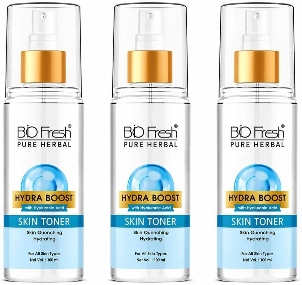 Image of BIOFRESH Pure Herbal Hydra Boost Skin Toner - 100Ml with Hyaluronic Acid, Skin Quenching Hydration for Soft, Supple & Refreshed Skin, No Parabens, Nano Multi-Vit Herbal Extract, Suitable for All Skin Types (Pack of 3)