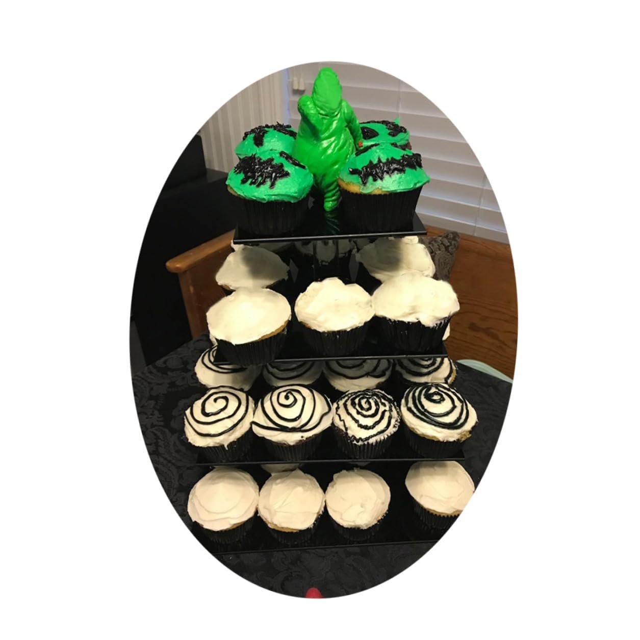 Lurrose Alzata per Torta in Acrilico Nero a 4 Livelli, Quadrata, Impilabile e Staccabile, per Decorazioni di Compleanno e Candy Bar