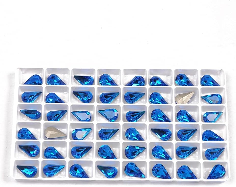 High Nails Rhinestone Capri Blue Pear Shaped Pointback Crystal Glass Rhinestones for 3D Nail Art Decoration