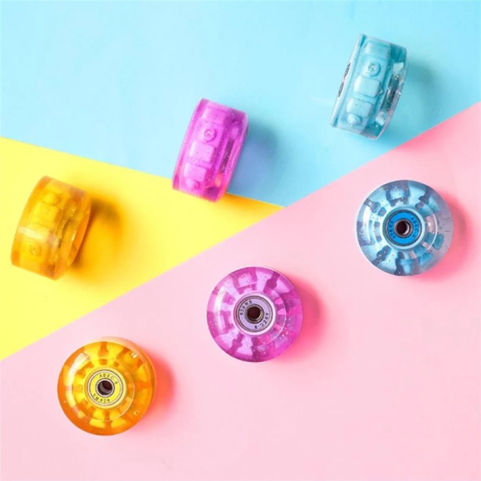 Inliner Rollen 1/4/8 stücke 58mm x 32mm PU 82A Zweireihige Rollschuhe Räder Skateboard 4 Räder Skates Hohe Elastische Leucht Rad Outdoor Skating