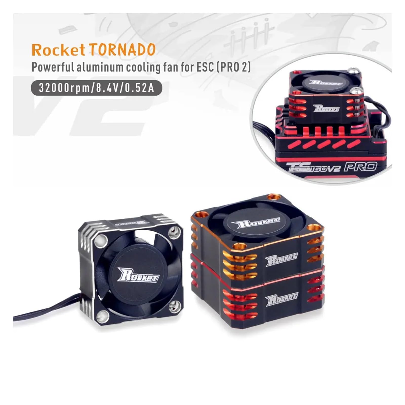 2 Pezzi Rocket SURPASS HOBBY Ventola Di Raffreddamento 25 30 35 40 50mm Ventole Di Dissipazione Del Calore Coperchio Ventola Motore In Metallo Compatibile Con Motore Brushless RC AUTO (Color : 4010R - Foto 8