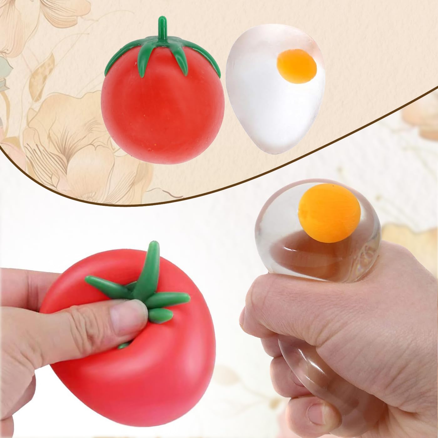 GLAN Anti Stress Tomato Balls Toy Fun Splat Egg Balls Toy Funny Gift for Kids Playing Set of 2Pcs Multicolor Pack of 1