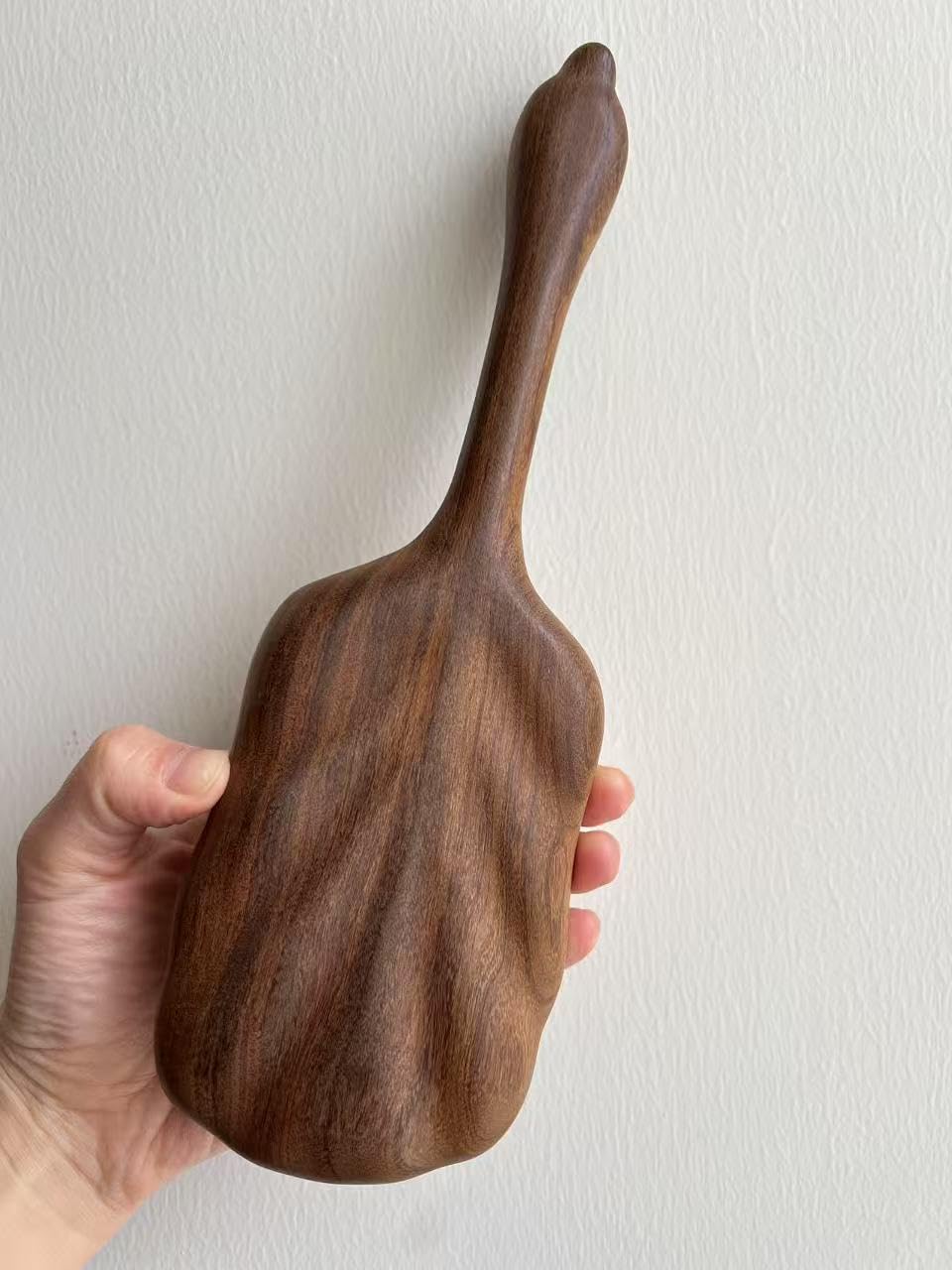 Wooden Hair Brush with Wooden Bristles, Paddle Style, Dark Walnut Handle, Golden Rosewood Body, Extended Paddle Design, Large Cushion Head, Gently Detangles Hair and Massages Scalp Meridians