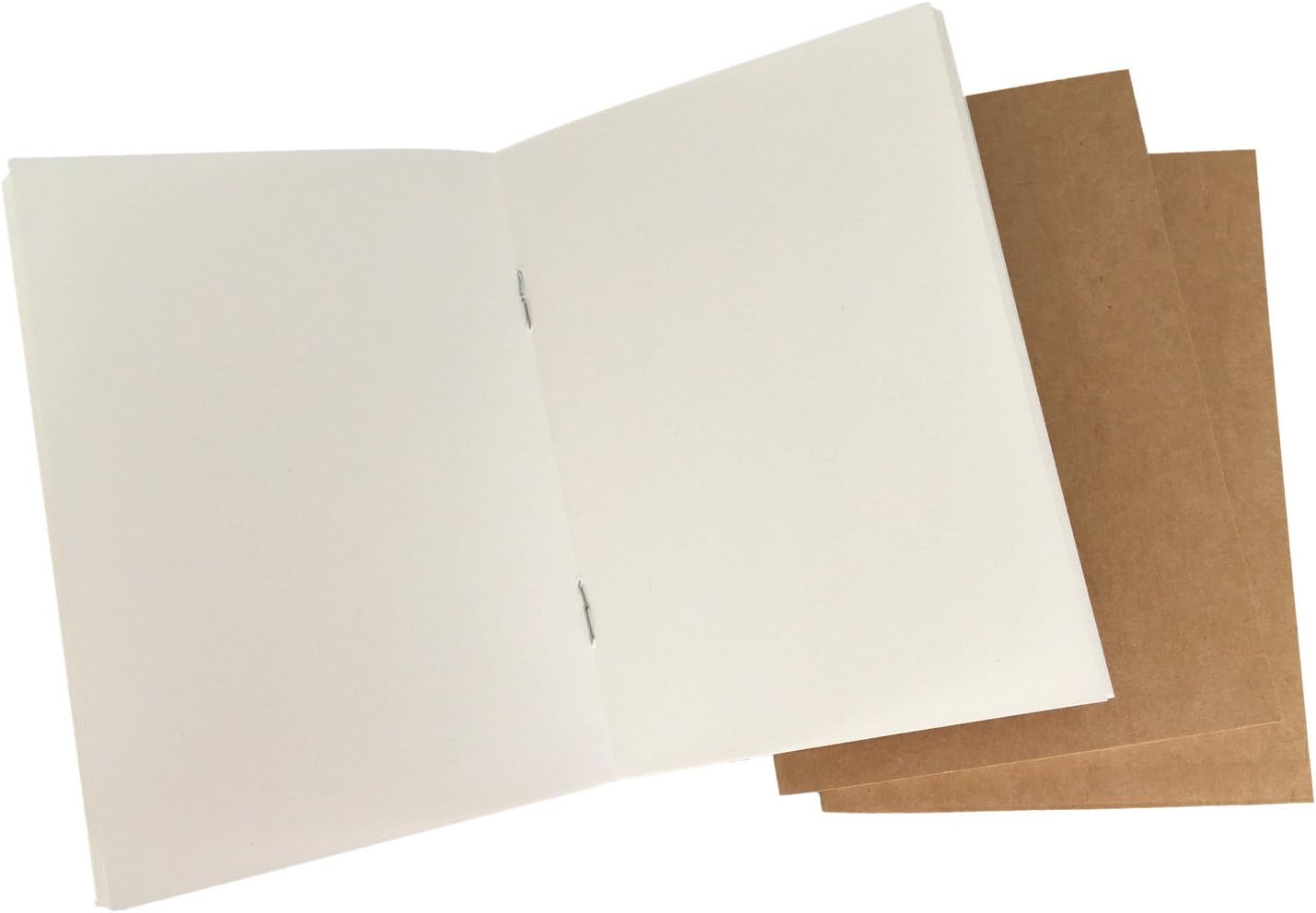 Blank Notebook Journal Sketchbook - Set of 3 Inserts Plain Unruled Refill for Leafpaq Passport Notebook - Thick 100gsm Cream Paper with Kraft Brown Cover, 192 Pages - Perfect for Sketching, Drawing