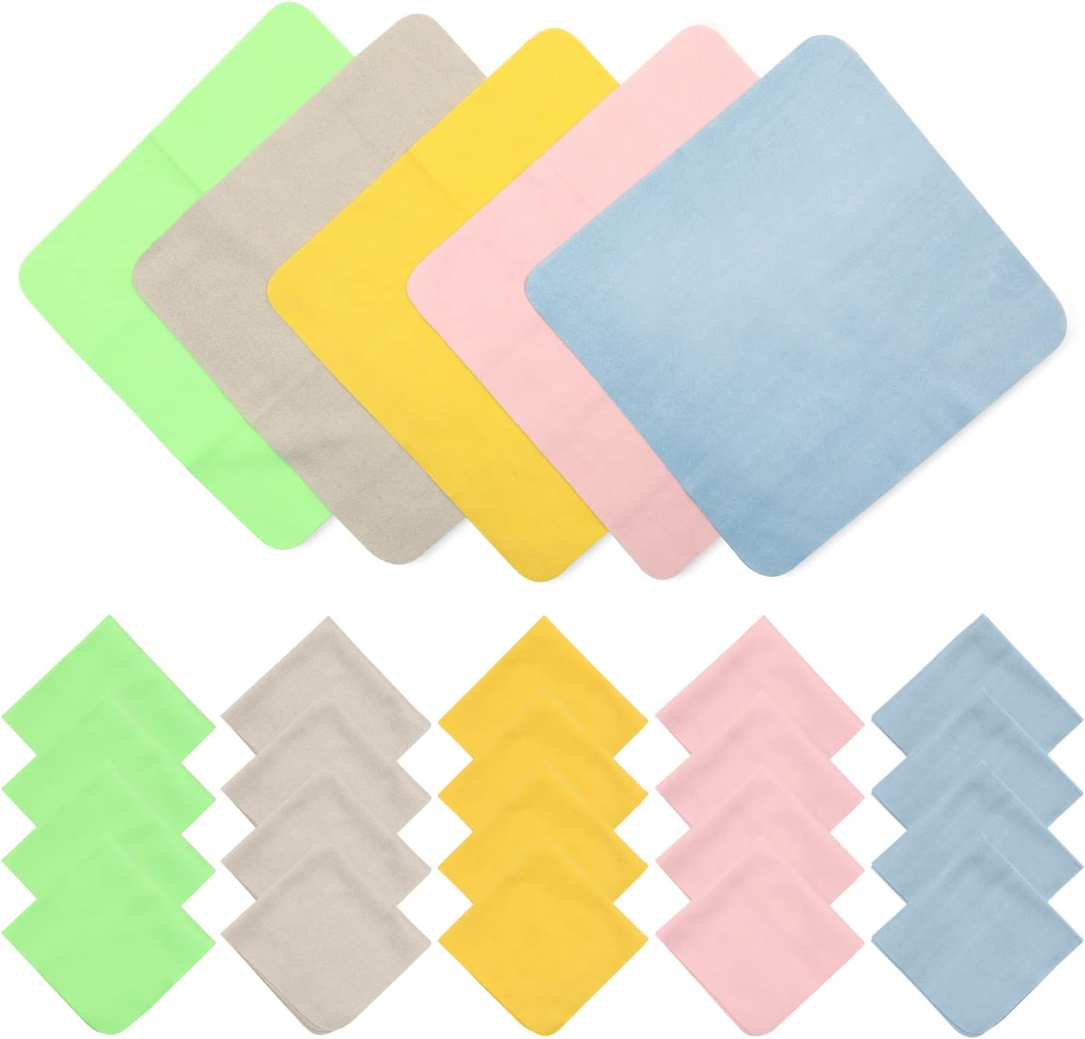 Microfiber Cleaning Cloth for Eyeglasses 25 Pack 5.5 x 5.7in(14 x 14.5cm), Multi-Color Fabric Glasses Clean Wipes, Reusable Eyeglasses Cleaner for Phone, Camera, Computers (25 Pack)