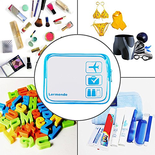 Lermende Clear Makeup Bag For Women, Clear Travel Bag,Tsa Approved Clear Toiletry Bag & Cosmetic Bag For Women With Zipper,Quart Size Carry On Toiletry Bags Airport Essentials For Travel - 3 Blue #TOP4