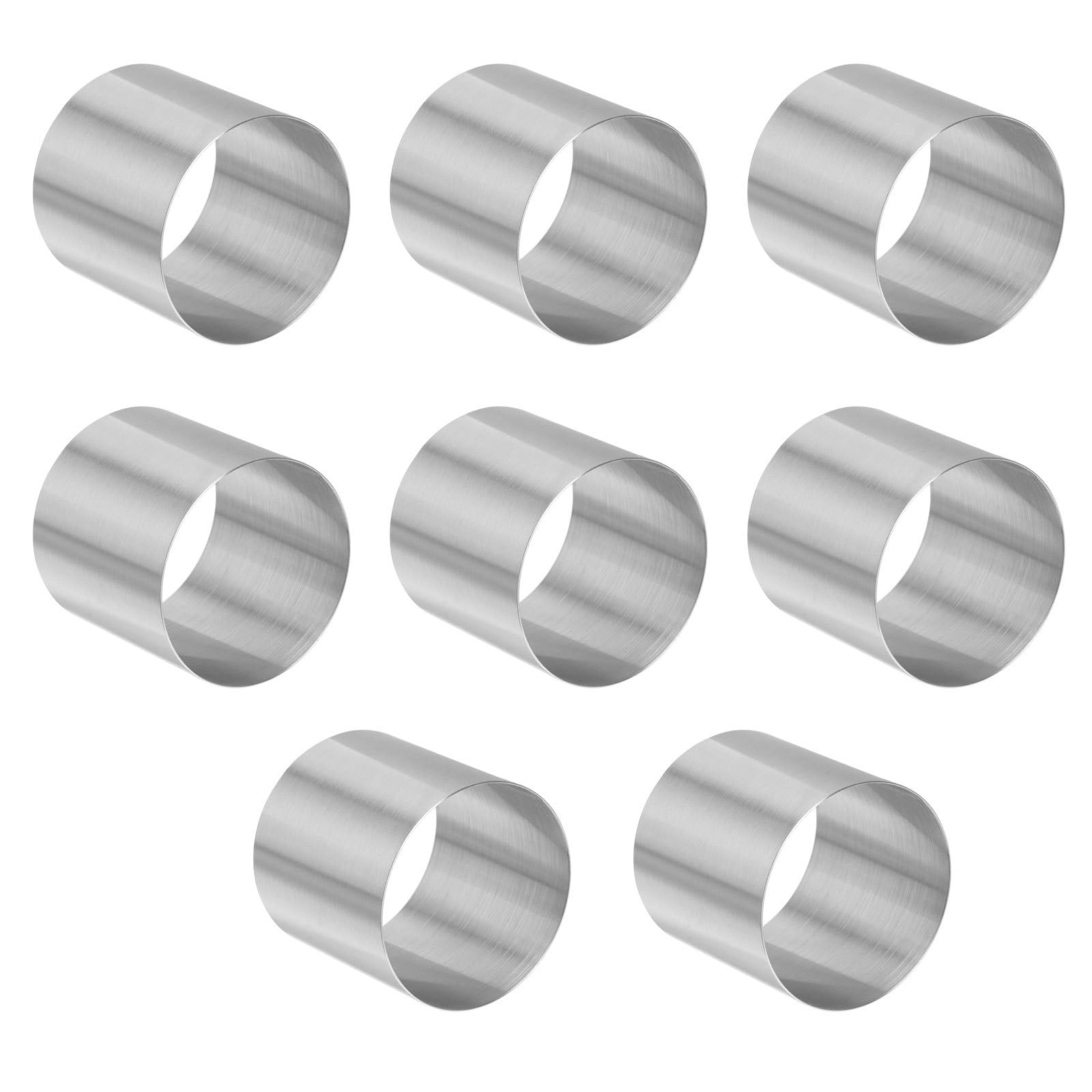MAGICLULU Moules à Pâtisserie Ronds Réutilisables et Faciles à Démouler Lot de 8 en Acier Inoxydable Argenté pour Gâteau Mousse et Dessert Délicat