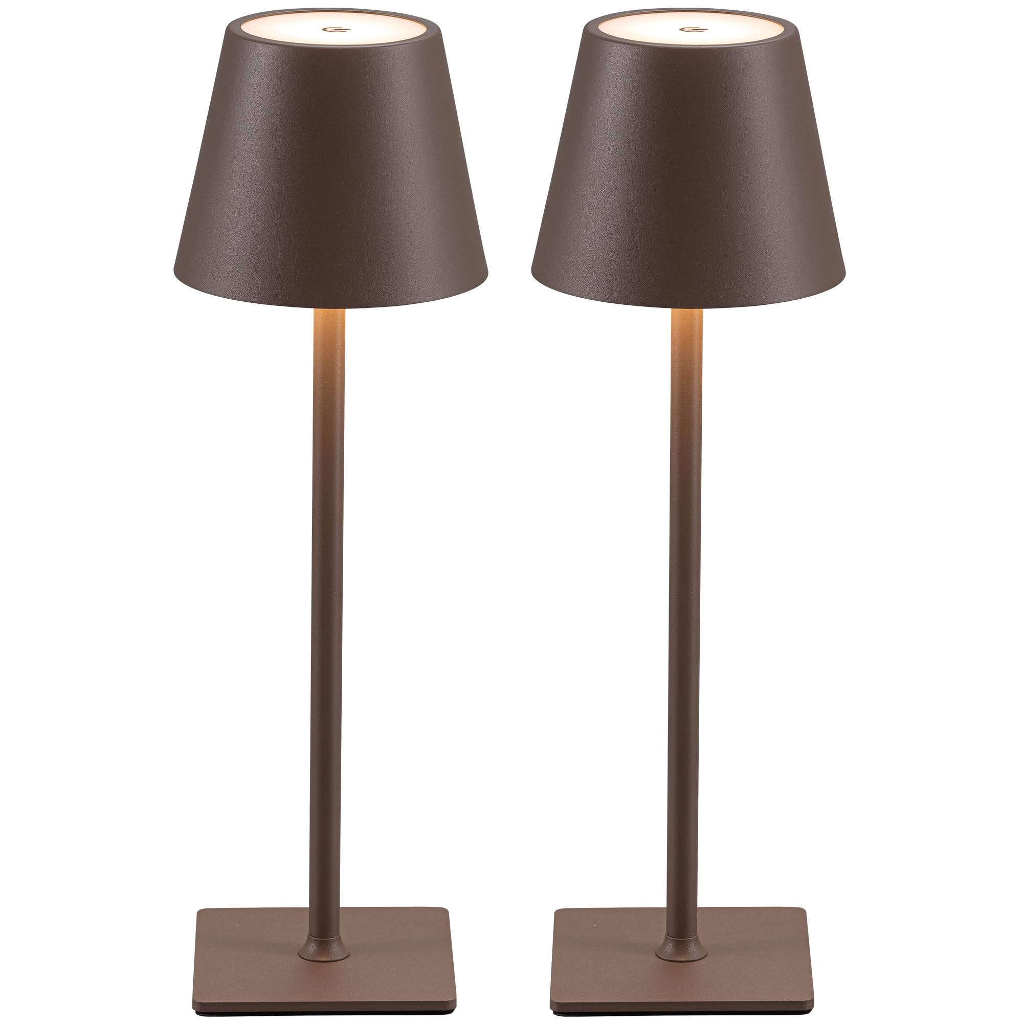 2 lampade da tavolo LED senza fili, lampada da comodino ricaricabile, dimmerabile, batteria 5000 mAh, 2700 – 6000 K, per interni ed esterni, impermeabile (marrone)