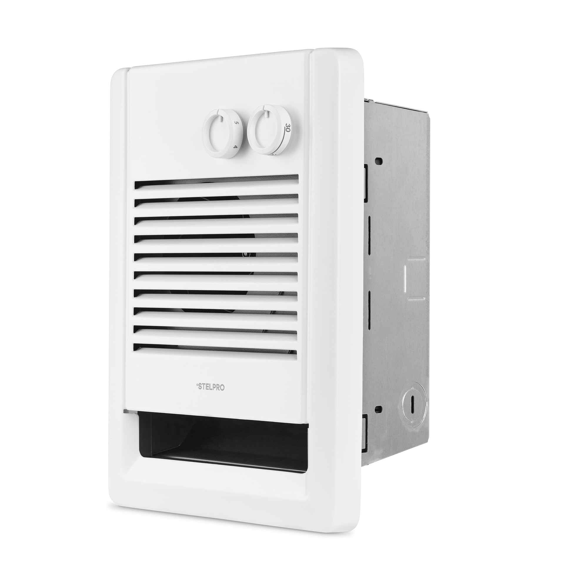 Photo 1 of Stelpro Sonoma Wall Fan Heater – 1500W / 120V (1125W / 208V) – 12 3/8? H × 9 1/16? W – Refined Compact Design – Silent Comfort, Quick Heat – Built-In Thermostat + Timer – White (ASO1501T2TW)