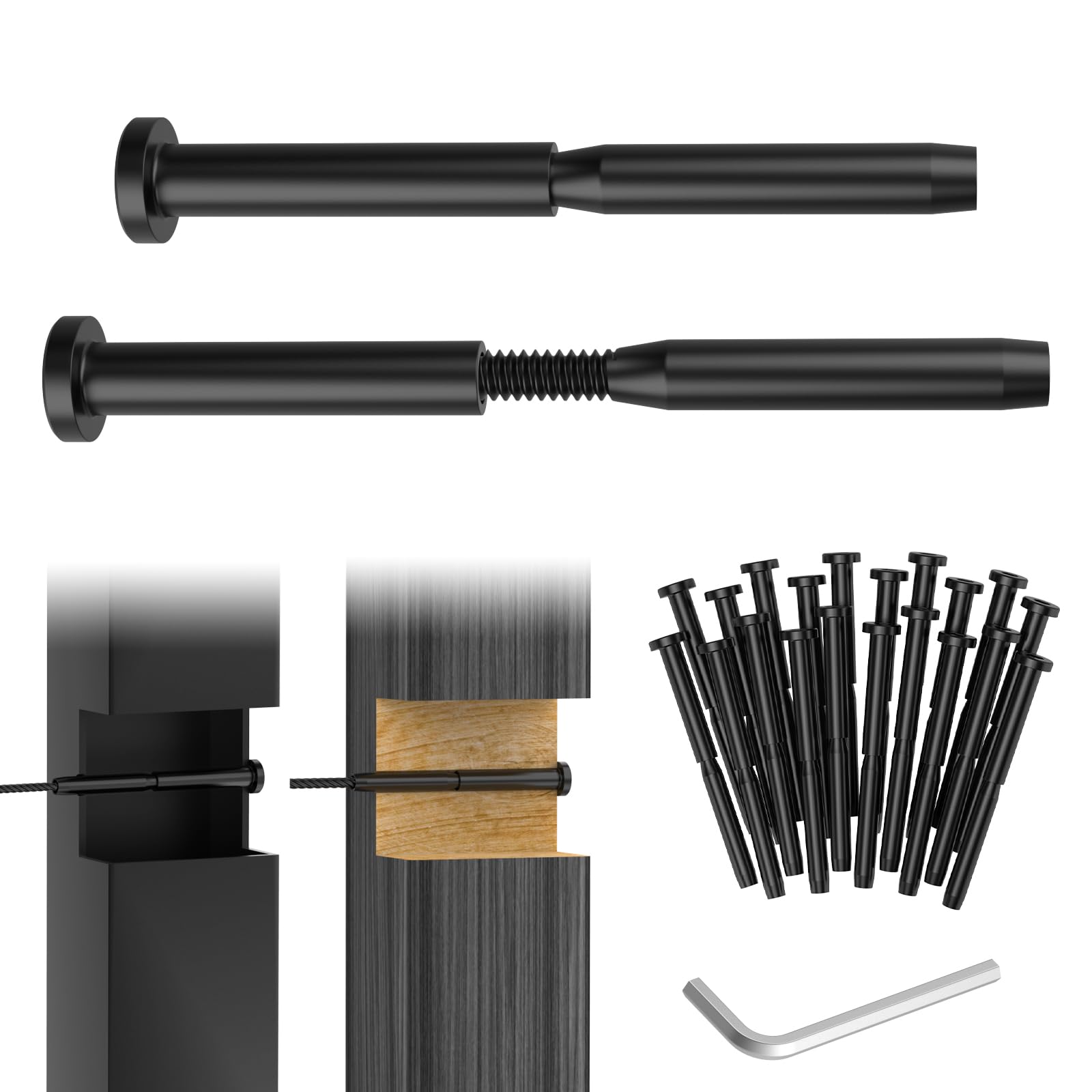 Photo 1 of CKE 20 Pack Black Cable Railing Kits, T316 Stainless Steel 3/16"