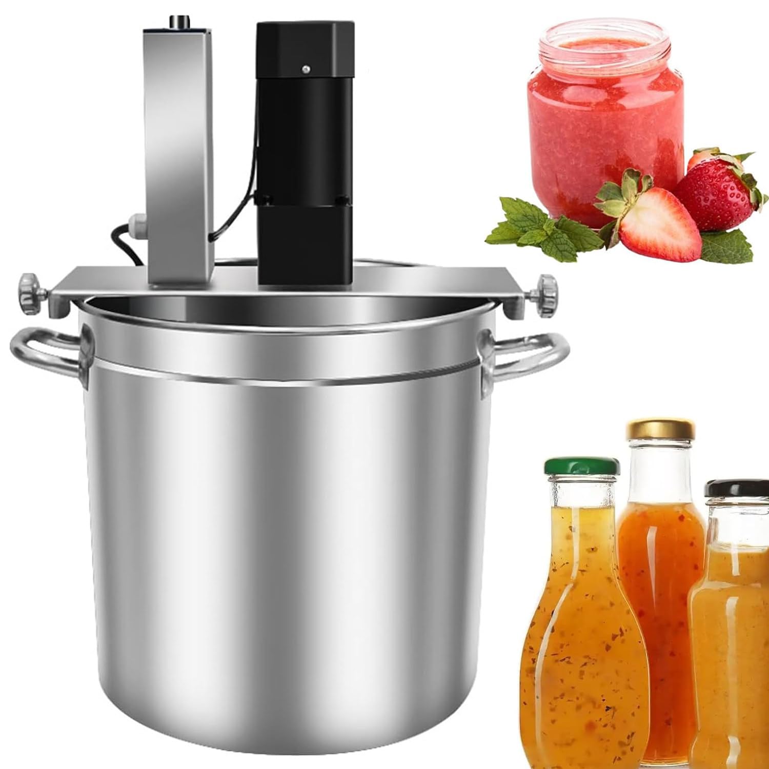 MéLangeur Alimentaire Professionnel, Agitateur De Cuve éQuipé D’Un Racleur à 4 Lames, pour La Fabrication De Confitures, Sauces Et Garnitures Alimentaires 20L