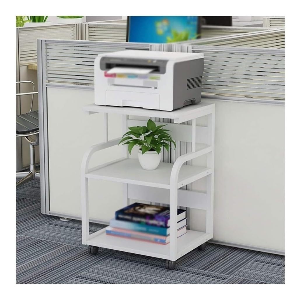 Mesa Impresora Soporte De Pie para Impresora 3 Capas, Estante Metal para Máquina Fax Móvil, para Escáner Copiadora con Rodillo Mueble Organizador(B)