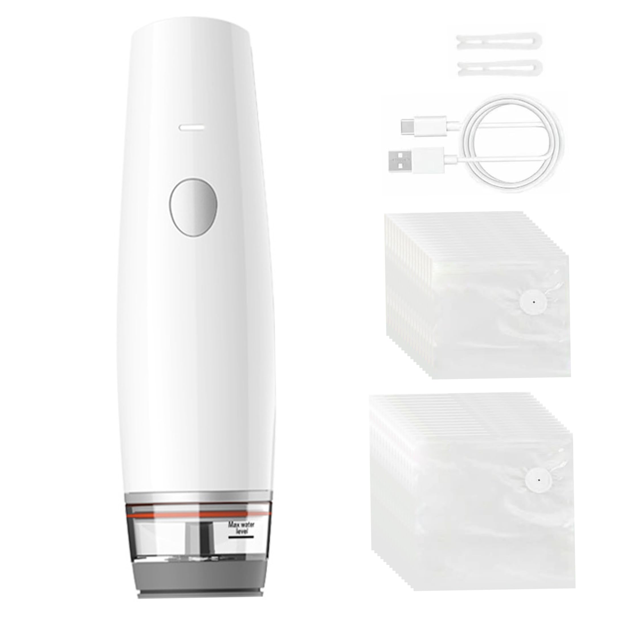 Neptuiby Handheld Vacuum Sealer with 15 Small &15 Large Reusable Vacuum Bags, Rechargeable Food Sealer Machine for Food, White