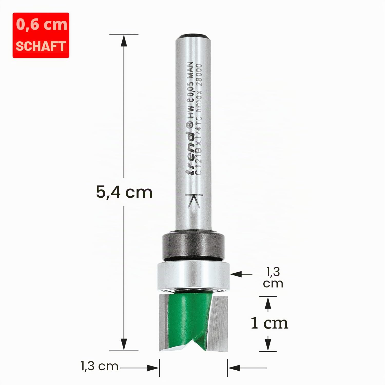 Trend CraftPro Geführter Profilfräser, 1/4-Zoll-Schaft, 9,5 mm Schneiddurchmesser und 12,7 mm Schnittlänge, Hartmetallbestückt, C121BX1/4TC