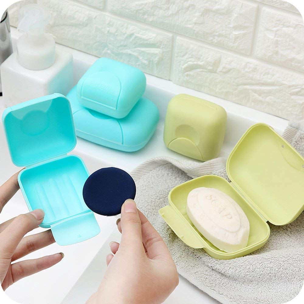 Lofekea Portasapone Da Viaggio 2 Pezzi Con Coperchio E Drenaggio – Contenitore Portatile Per Doccia, Campeggio, Palestra – Blu - 5