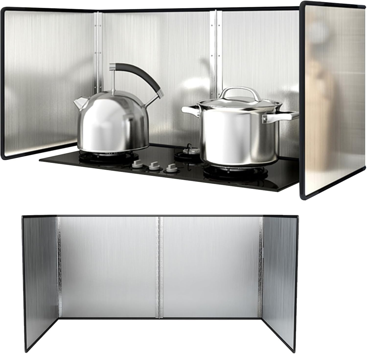 Protection anti-éclaboussures friture huile bouclier de cuisine inox 4 côtés