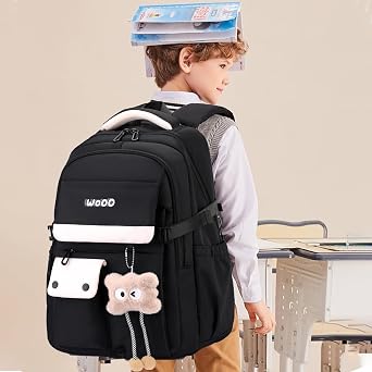 School Bags For Girls,Aesthetic Back to School Backpack Cute Preppy with Pendant Ladies Rucksack Women Lightweight Waterproof Travel Back Pack for Teenage Primary Secondary School Girls Boys