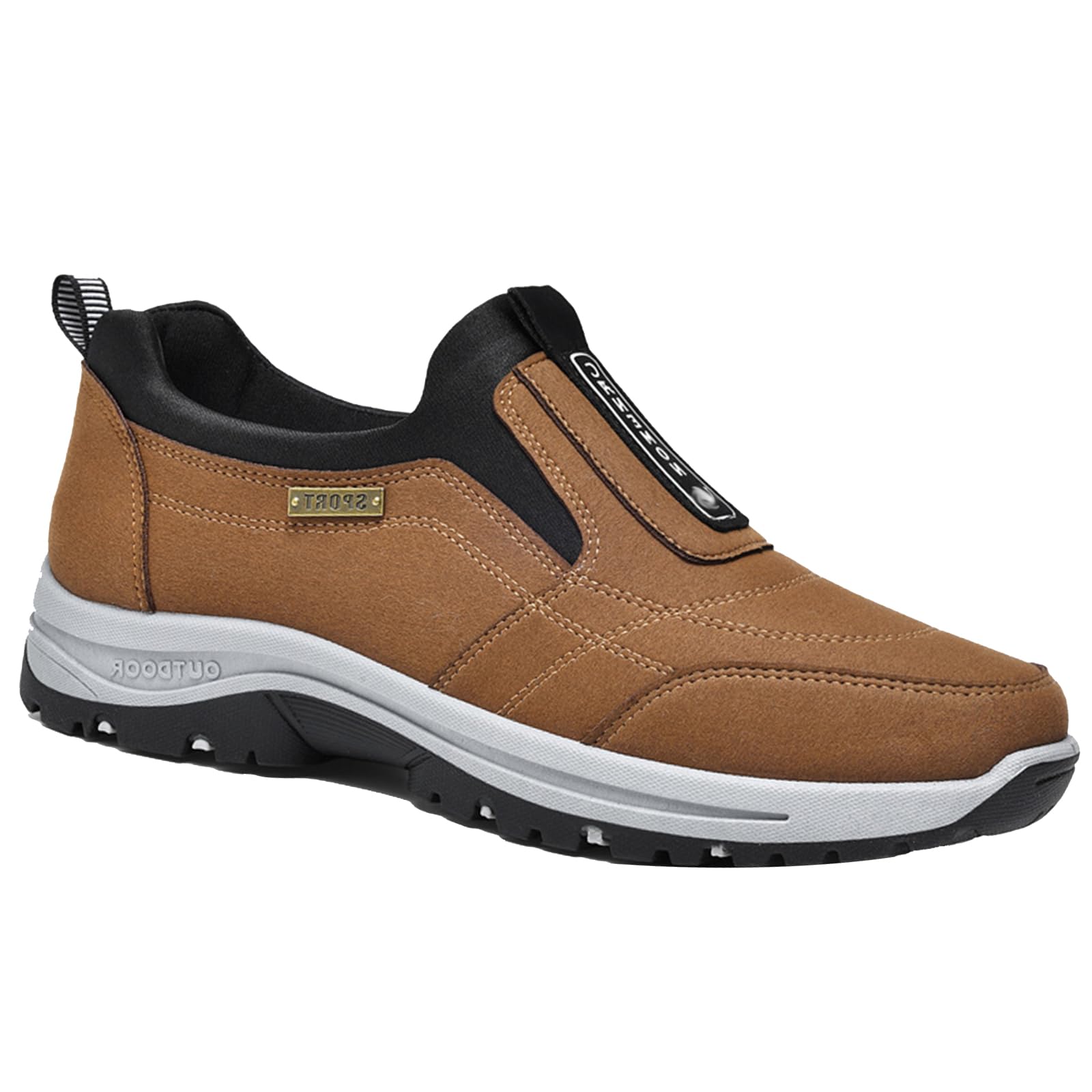Baskets De Randonnée Extra Larges Pour Homme – En Daim, Sans Lacets, Antidérapantes Et Confortables - 2