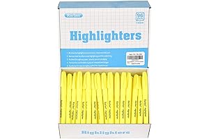 Rarlan Highlighters: 96-Count Fluorescent Yellow Chisel Tip Highlighters for Precision Highlighting