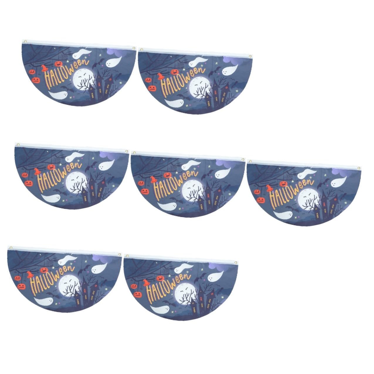 Abaodam 7 Stück Halloween Gartenflagge Halbkreis Fächerförmige Polyester Fahne Waschbar Charmante Terrassendekoration für Garten Dekoration Außenbereich