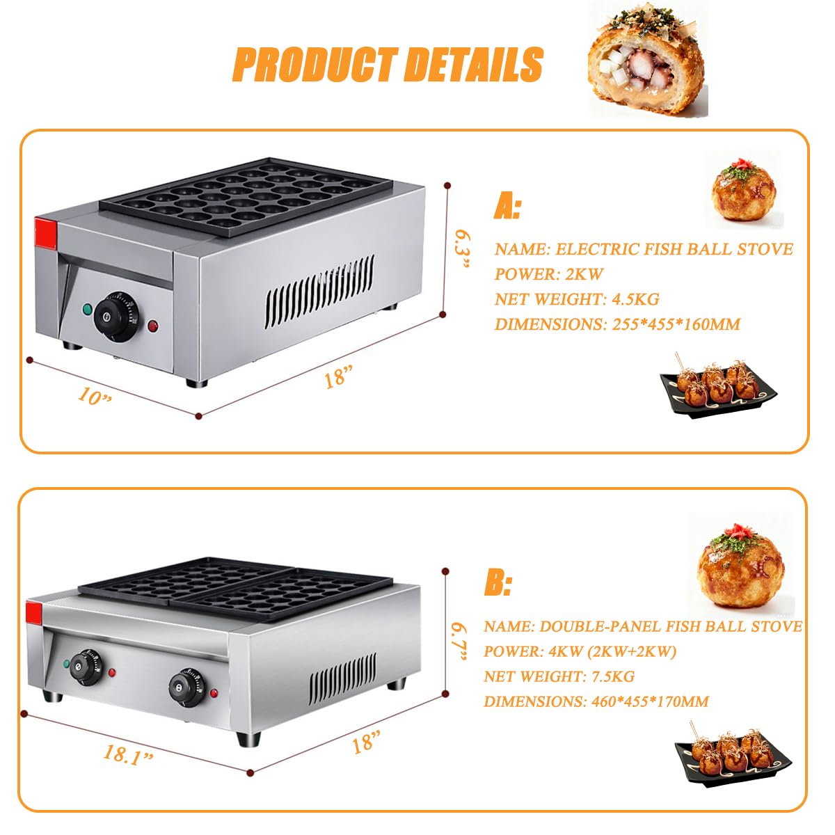 Elektryczny opiekacz do takoyaki, 28/56 otworów, powłoka nieprzywierająca, stal nierdzewna, regulacja temperatury 0-300°C, łatwy w czyszczeniu, idealny do domu, restauracji (A)