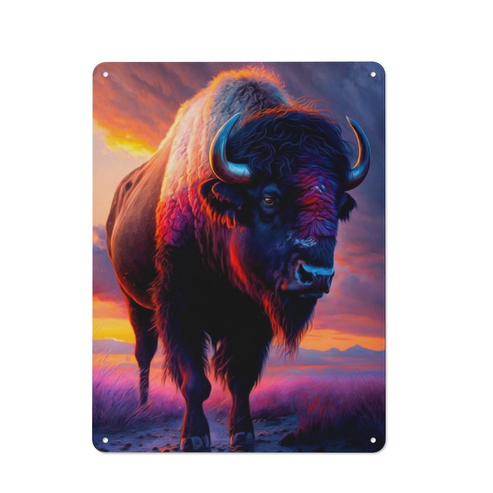 Understated Office Metal Sign 40x30cm Featuring Bison, Studio Wall Plaque for Office, Study, Studio Or Hallway