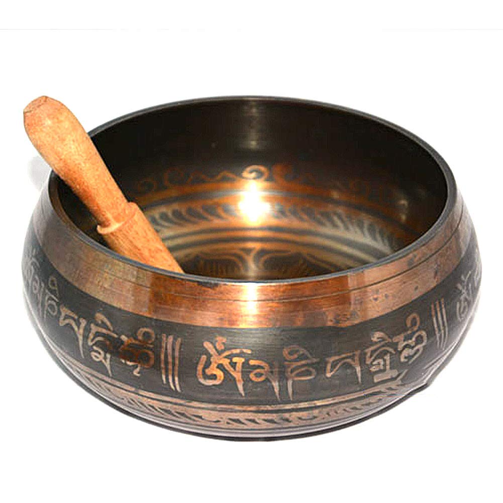 AIZYR Chakra delle Campane Tibetane, Ciotola per Canto Yoga - Rame Puro Buddha Sound Bowl, Pratica di Voci di Sei Parole Partecipa alla Meditazione, Forte E Durevole,10.5cm/4.13"